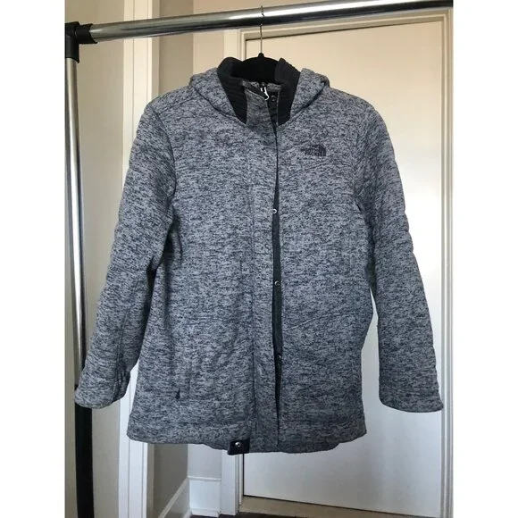 The North Face Girls Gray Down Coat w/ Hood - Size XL